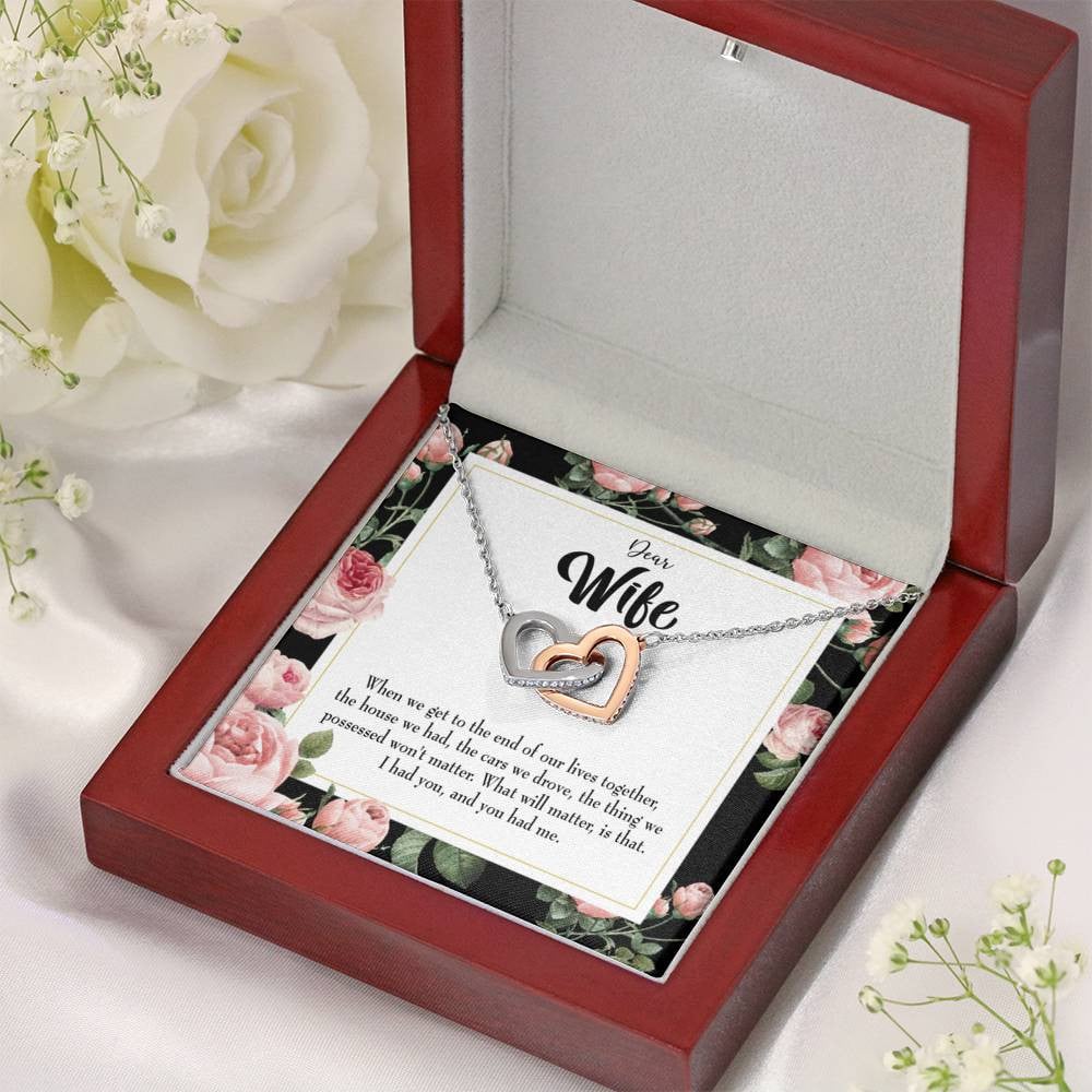 Wife Gift For Wife Birthday Have Each Other Inseparable Love Pendant 18k Rose Gold Finish 16� - Interlocking Hearts Necklace