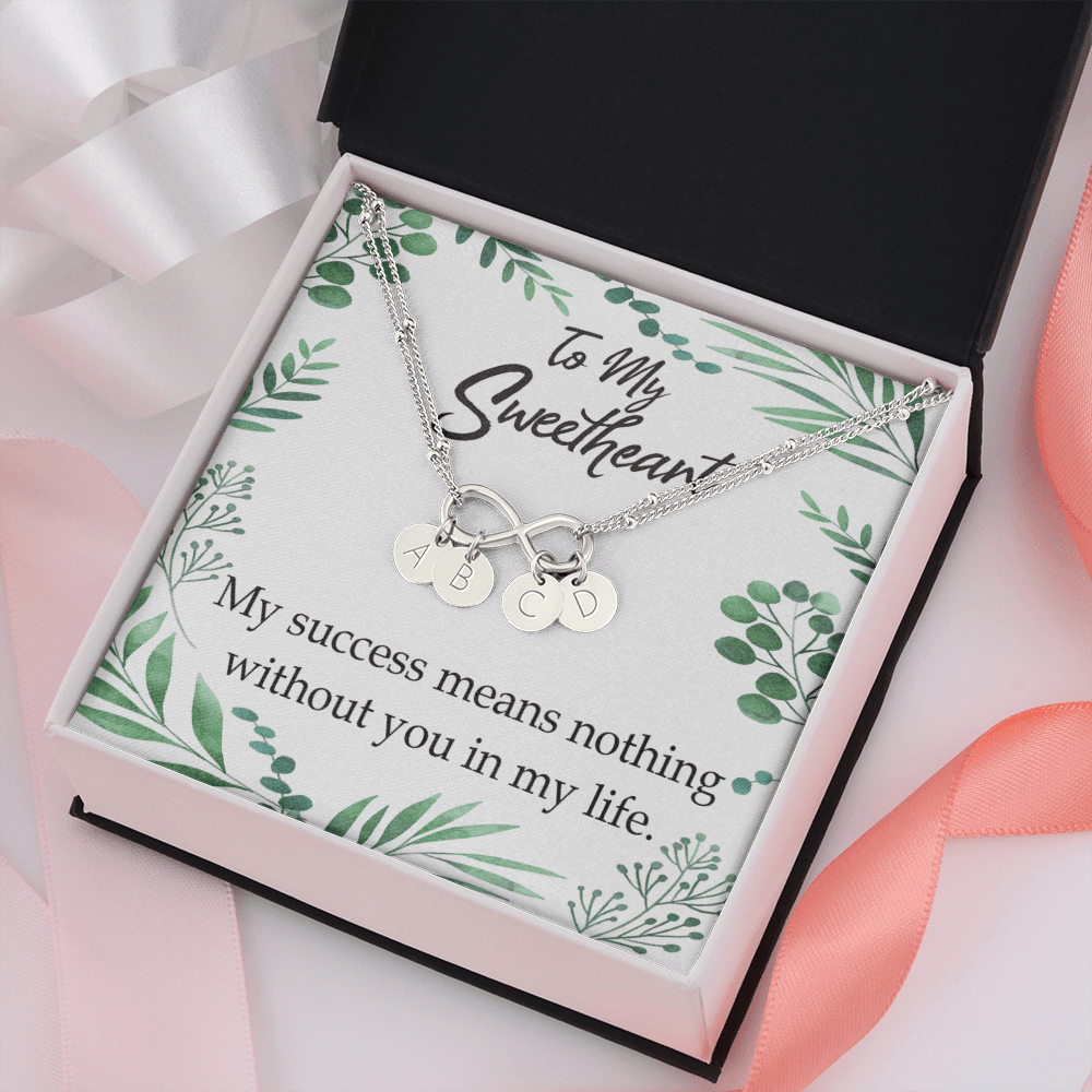 To My Wife My Success Means Nothing Without You Infinity Bracelet With Initial Charms - Infinity Bracelet