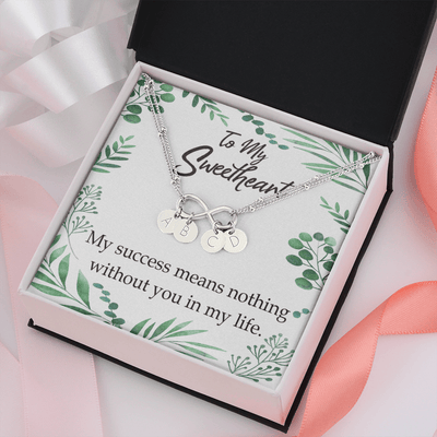 To My Wife My Success Means Nothing Without You Infinity Bracelet With Initial Charms - Infinity Bracelet