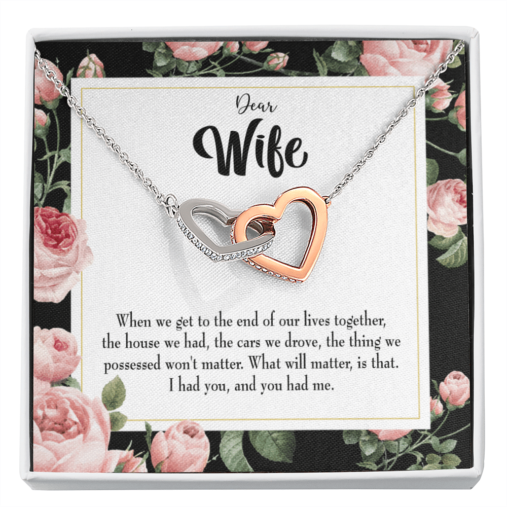 Wife Gift For Wife Birthday Have Each Other Inseparable Love Pendant 18k Rose Gold Finish 16� - Interlocking Hearts Necklace