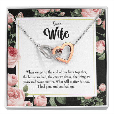 Wife Gift For Wife Birthday Have Each Other Inseparable Love Pendant 18k Rose Gold Finish 16� - Interlocking Hearts Necklace