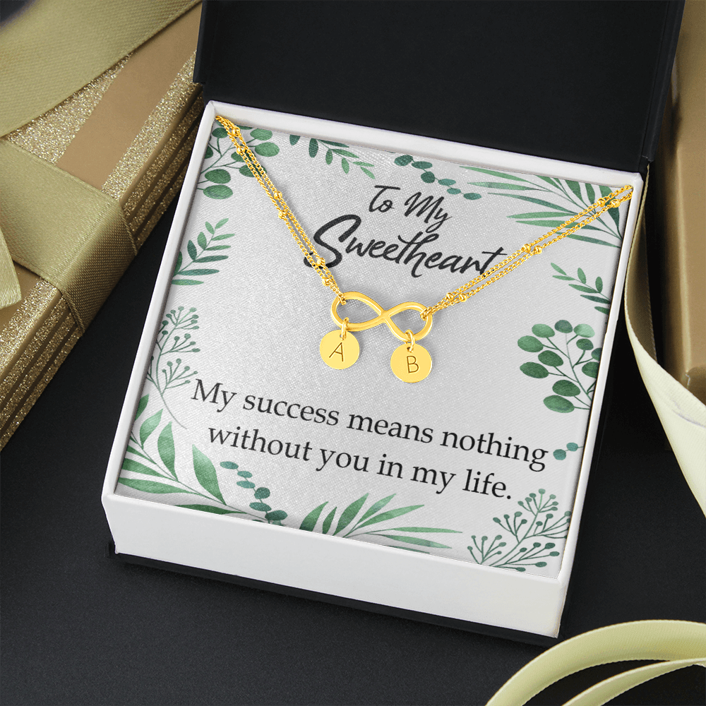 To My Wife My Success Means Nothing Without You Infinity Bracelet With Initial Charms - Infinity Bracelet