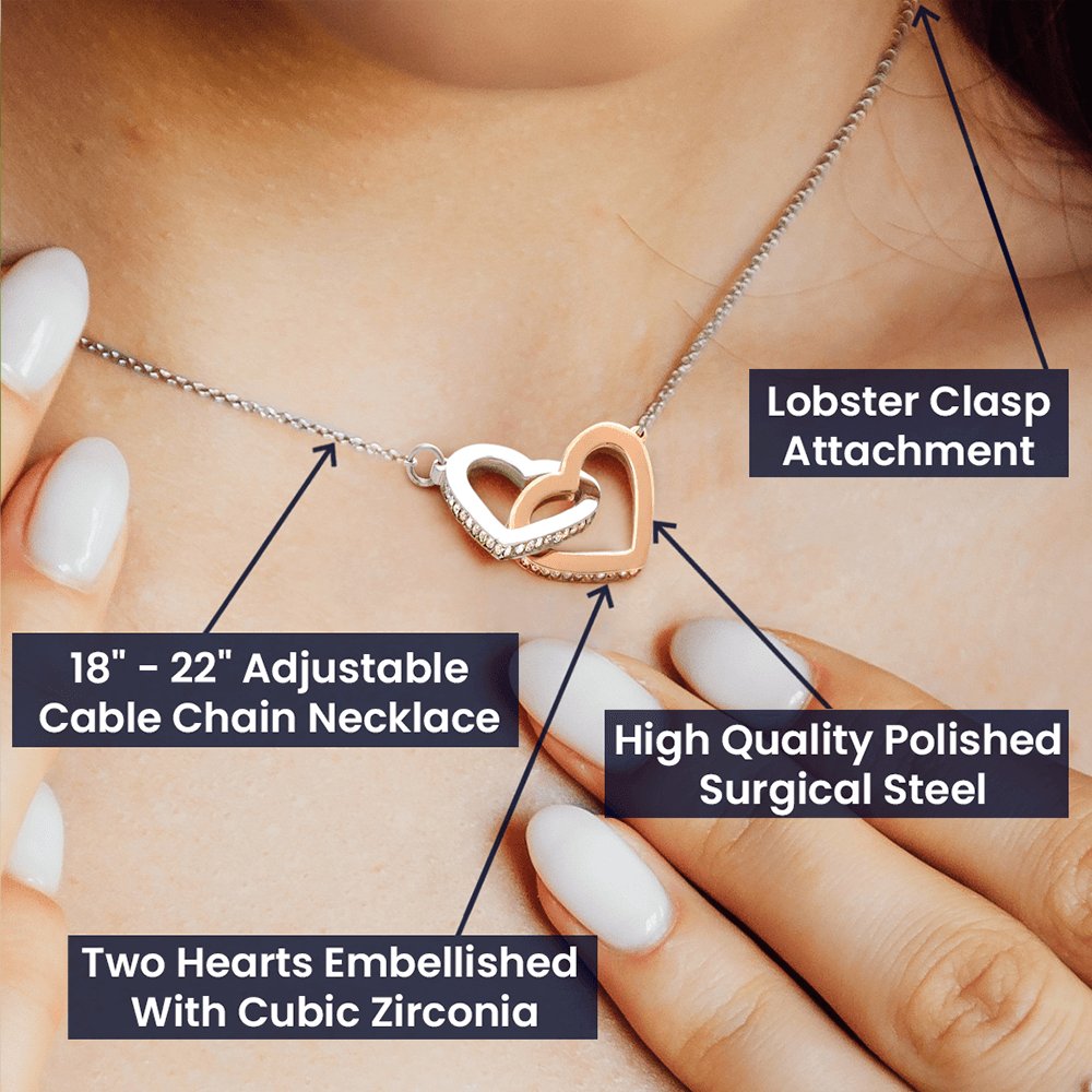 You Are My Compass To My Wife Girlfriend Inseparable Necklace Pendant 18k Rose Gold Finish 16� - Interlocking Hearts Necklace