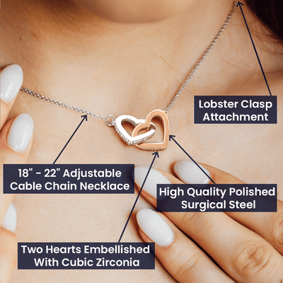 You Are My Compass To My Wife Girlfriend Inseparable Necklace Pendant 18k Rose Gold Finish 16� - Interlocking Hearts Necklace