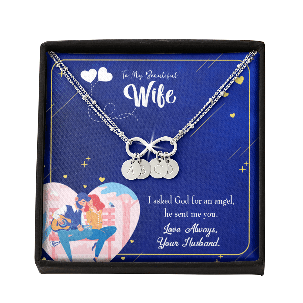 To My Wife I Asked God Infinity Bracelet With Initial Charms - Infinity Bracelet