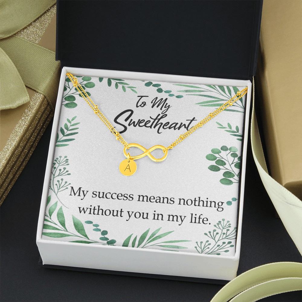 To My Wife My Success Means Nothing Without You Infinity Bracelet With Initial Charms - Infinity Bracelet