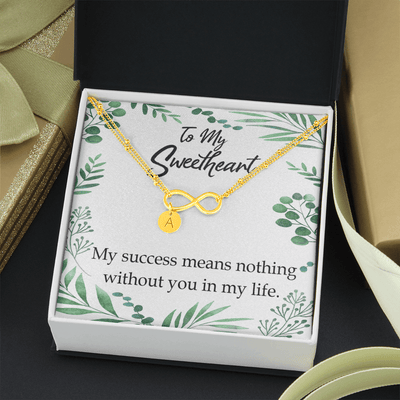 To My Wife My Success Means Nothing Without You Infinity Bracelet With Initial Charms - Infinity Bracelet