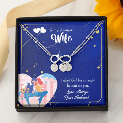 To My Wife I Asked God Infinity Bracelet With Initial Charms - Infinity Bracelet