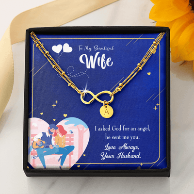 To My Wife I Asked God Infinity Bracelet With Initial Charms - Infinity Bracelet
