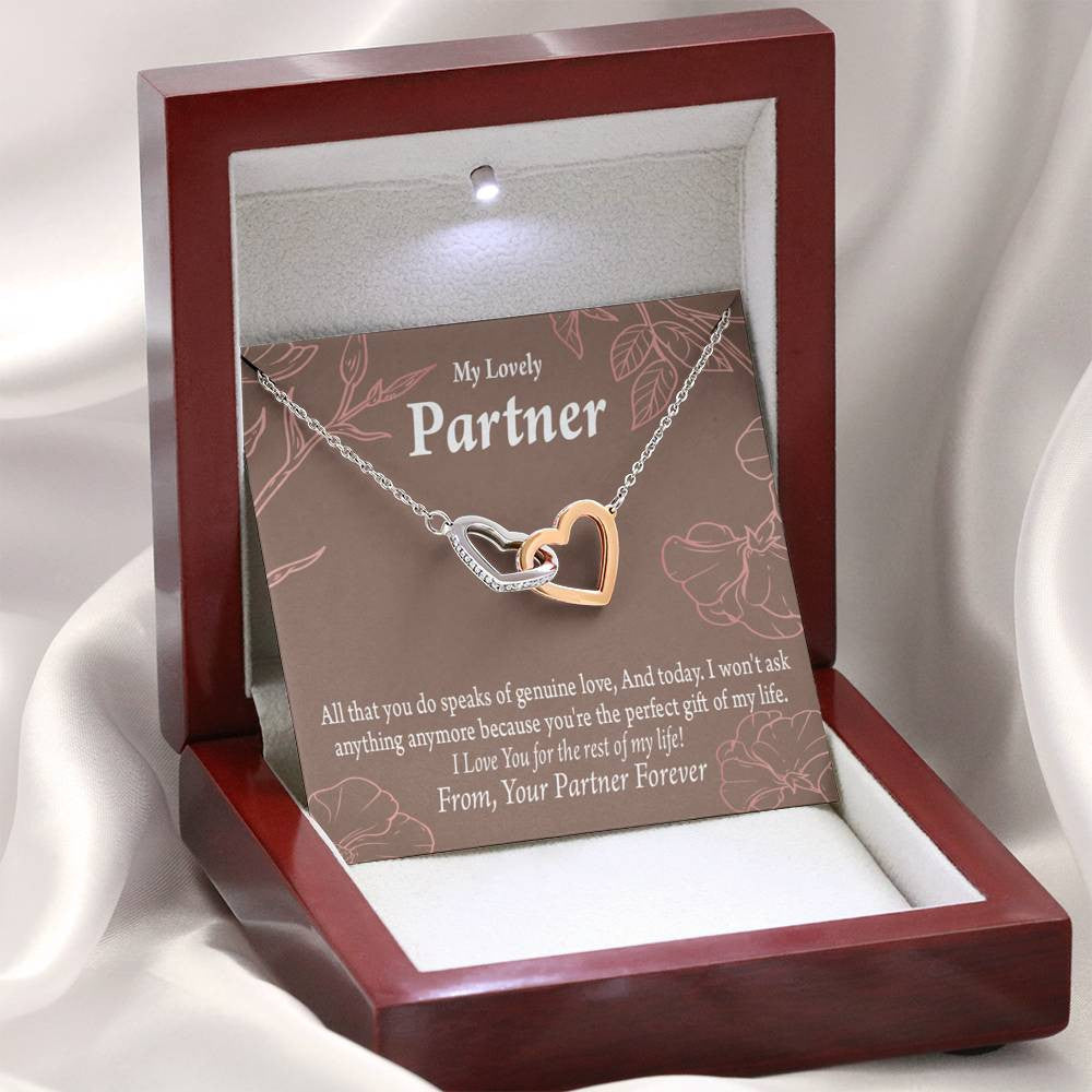 To My Partner Perfect Keepsake Card Of My Life Inseparable Pendant 18k Rose Gold Finish 16� Life Partner Keepsake Card - Interlocking Hearts Necklace