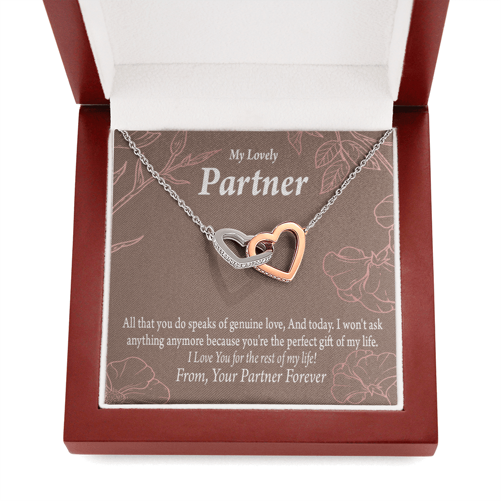 To My Partner Perfect Keepsake Card Of My Life Inseparable Pendant 18k Rose Gold Finish 16� Life Partner Keepsake Card - Interlocking Hearts Necklace