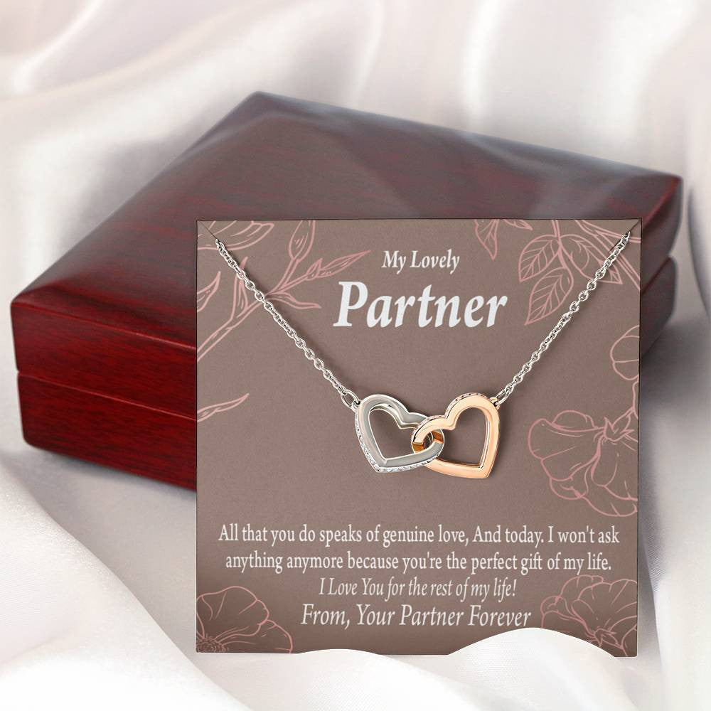 To My Partner Perfect Keepsake Card Of My Life Inseparable Pendant 18k Rose Gold Finish 16� Life Partner Keepsake Card - Interlocking Hearts Necklace