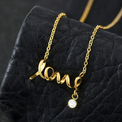 To My Wife Girlfriend Choose You Love Necklace Message Card Stainless Steel or 18k Gold - Love Script Necklace