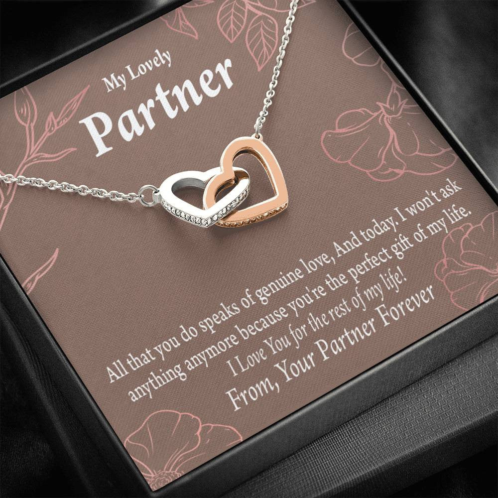 To My Partner Perfect Keepsake Card Of My Life Inseparable Pendant 18k Rose Gold Finish 16� Life Partner Keepsake Card - Interlocking Hearts Necklace