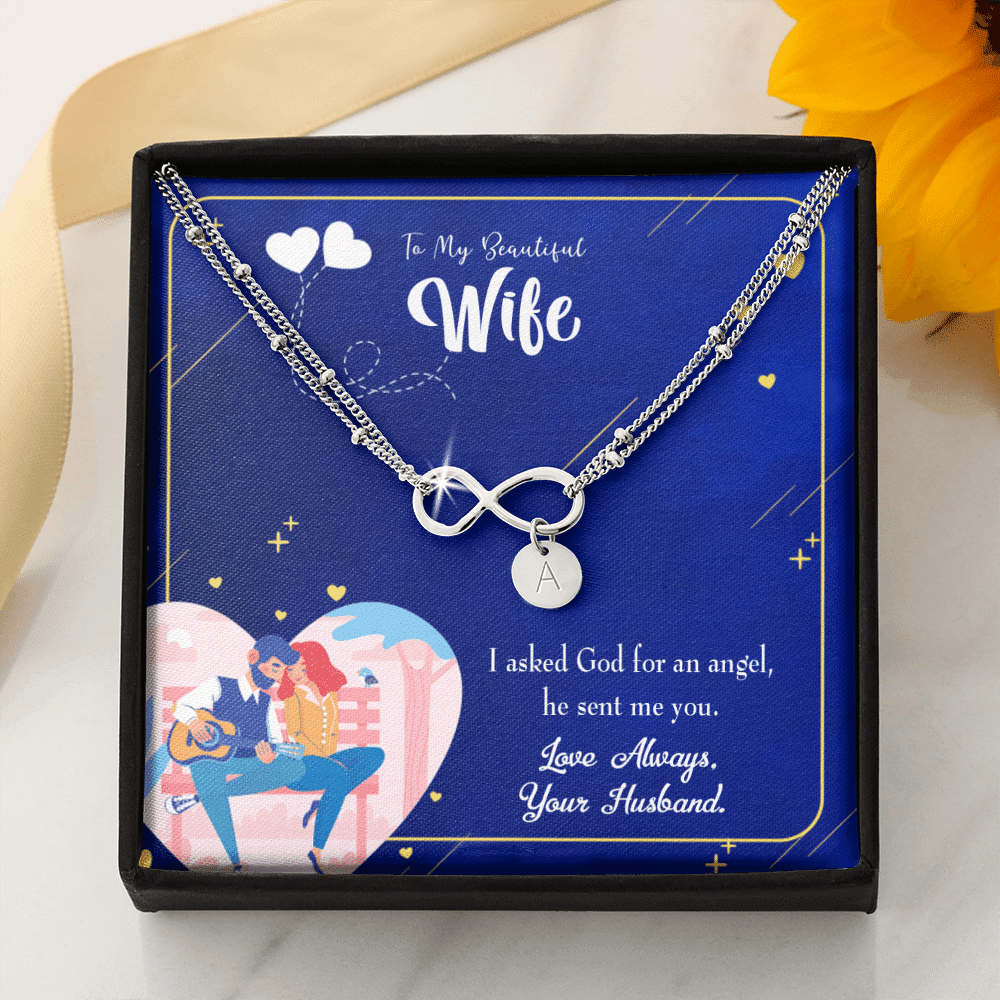 To My Wife I Asked God Infinity Bracelet With Initial Charms - Infinity Bracelet