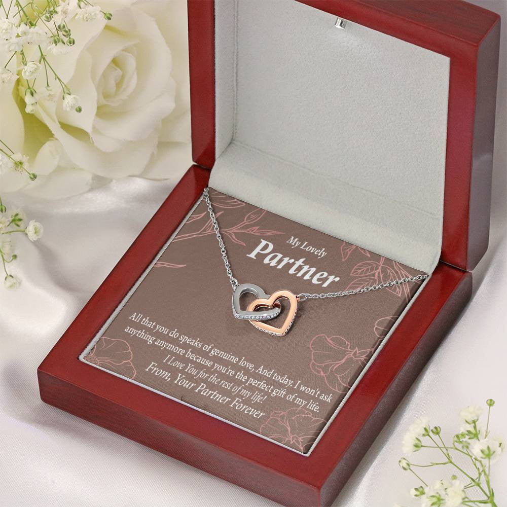 To My Partner Perfect Keepsake Card Of My Life Inseparable Pendant 18k Rose Gold Finish 16� Life Partner Keepsake Card - Interlocking Hearts Necklace