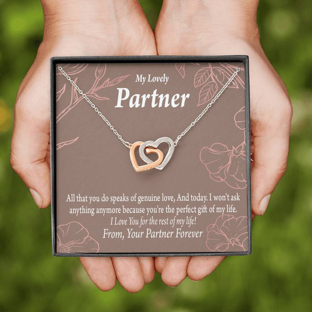 To My Partner Perfect Keepsake Card Of My Life Inseparable Pendant 18k Rose Gold Finish 16� Life Partner Keepsake Card - Interlocking Hearts Necklace
