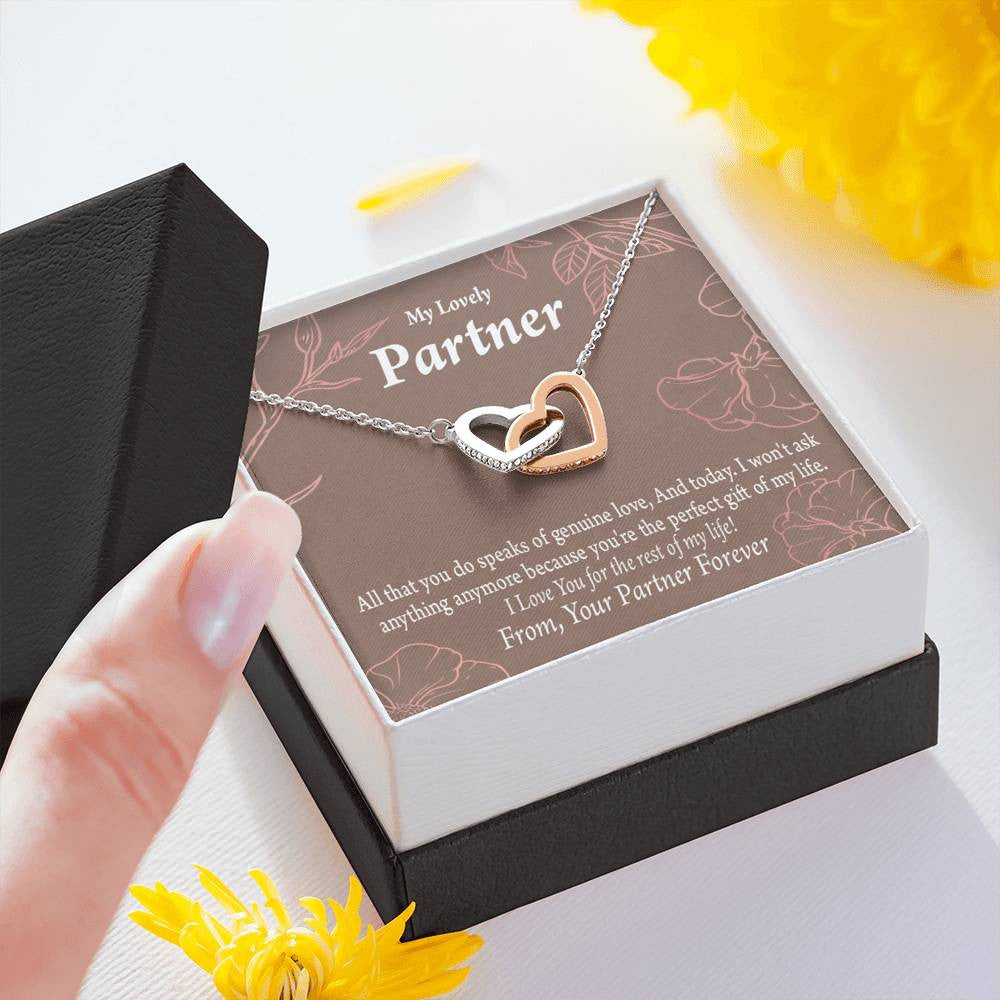 To My Partner Perfect Keepsake Card Of My Life Inseparable Pendant 18k Rose Gold Finish 16� Life Partner Keepsake Card - Interlocking Hearts Necklace