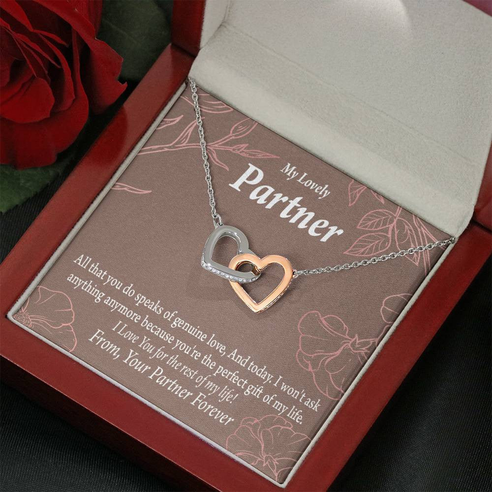 To My Partner Perfect Keepsake Card Of My Life Inseparable Pendant 18k Rose Gold Finish 16� Life Partner Keepsake Card - Interlocking Hearts Necklace