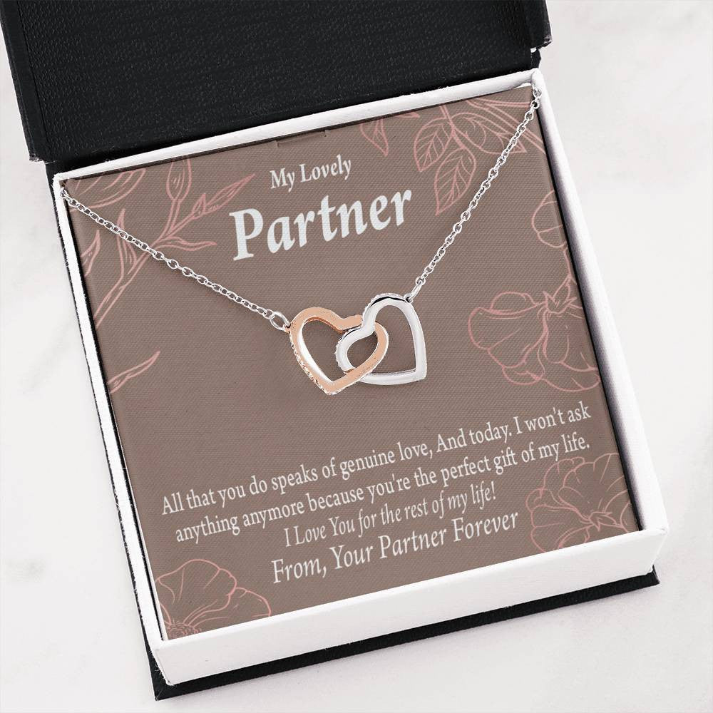 To My Partner Perfect Keepsake Card Of My Life Inseparable Pendant 18k Rose Gold Finish 16� Life Partner Keepsake Card - Interlocking Hearts Necklace