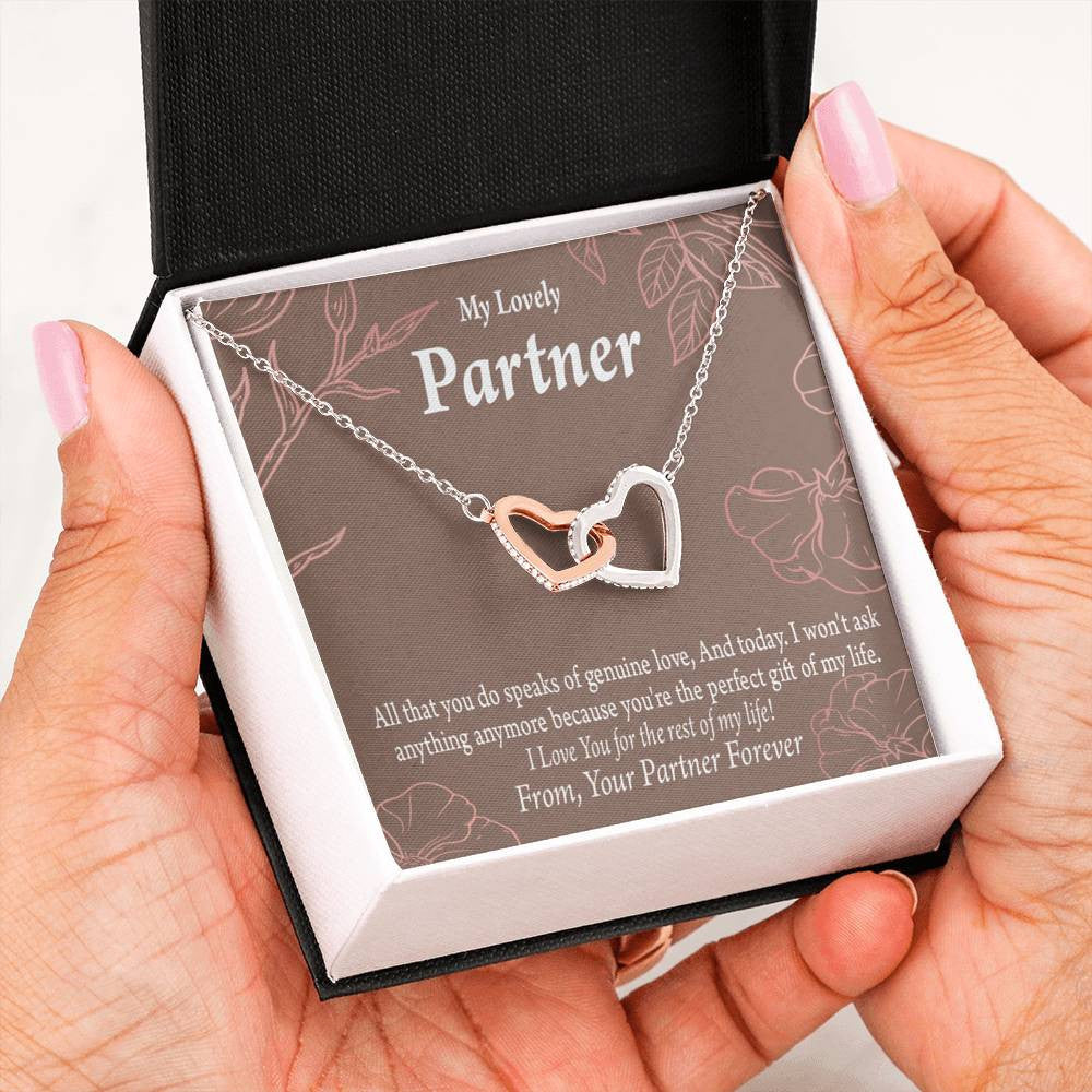 To My Partner Perfect Keepsake Card Of My Life Inseparable Pendant 18k Rose Gold Finish 16� Life Partner Keepsake Card - Interlocking Hearts Necklace