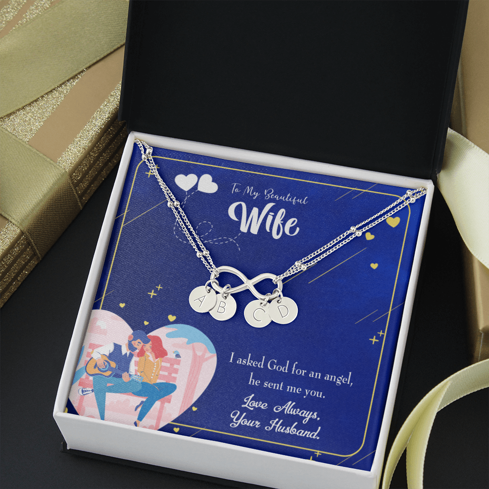 To My Wife I Asked God Infinity Bracelet With Initial Charms - Infinity Bracelet