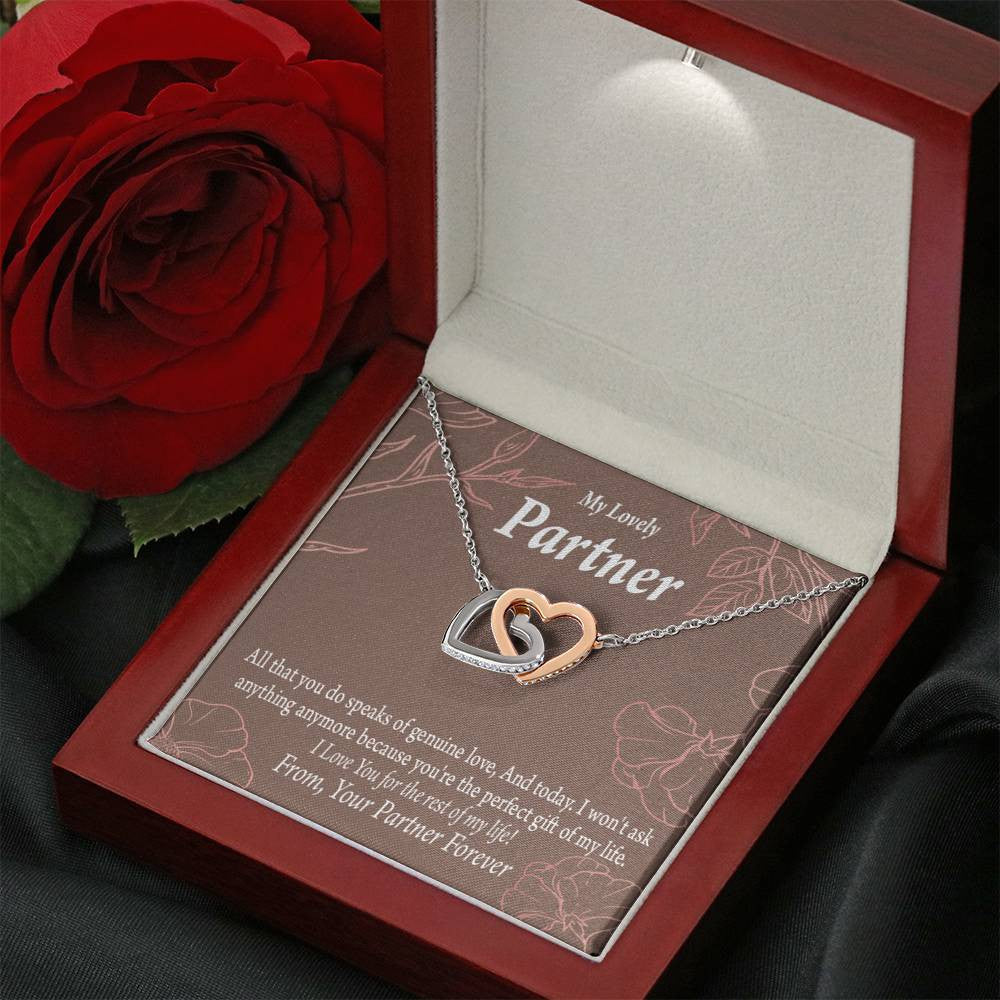To My Partner Perfect Keepsake Card Of My Life Inseparable Pendant 18k Rose Gold Finish 16� Life Partner Keepsake Card - Interlocking Hearts Necklace