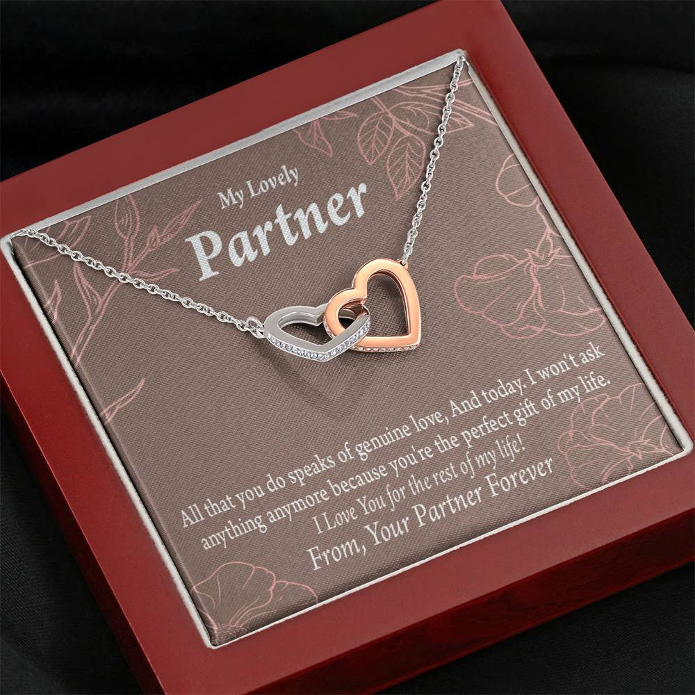 To My Partner Perfect Keepsake Card Of My Life Inseparable Pendant 18k Rose Gold Finish 16� Life Partner Keepsake Card - Interlocking Hearts Necklace