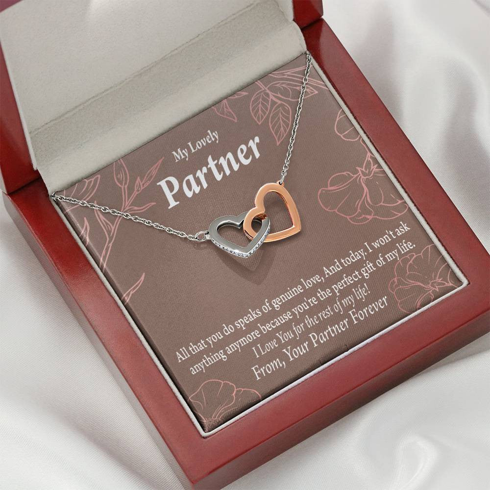 To My Partner Perfect Keepsake Card Of My Life Inseparable Pendant 18k Rose Gold Finish 16� Life Partner Keepsake Card - Interlocking Hearts Necklace