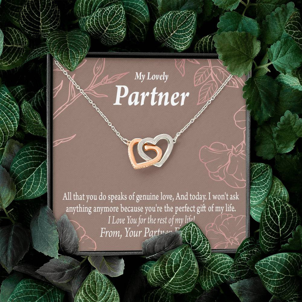 To My Partner Perfect Keepsake Card Of My Life Inseparable Pendant 18k Rose Gold Finish 16� Life Partner Keepsake Card - Interlocking Hearts Necklace