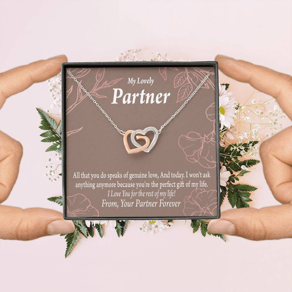 To My Partner Perfect Keepsake Card Of My Life Inseparable Pendant 18k Rose Gold Finish 16� Life Partner Keepsake Card - Interlocking Hearts Necklace
