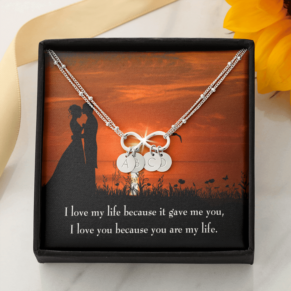 To My Girlfriend You Are My Life Infinity Bracelet With Initial Charms - Infinity Bracelet