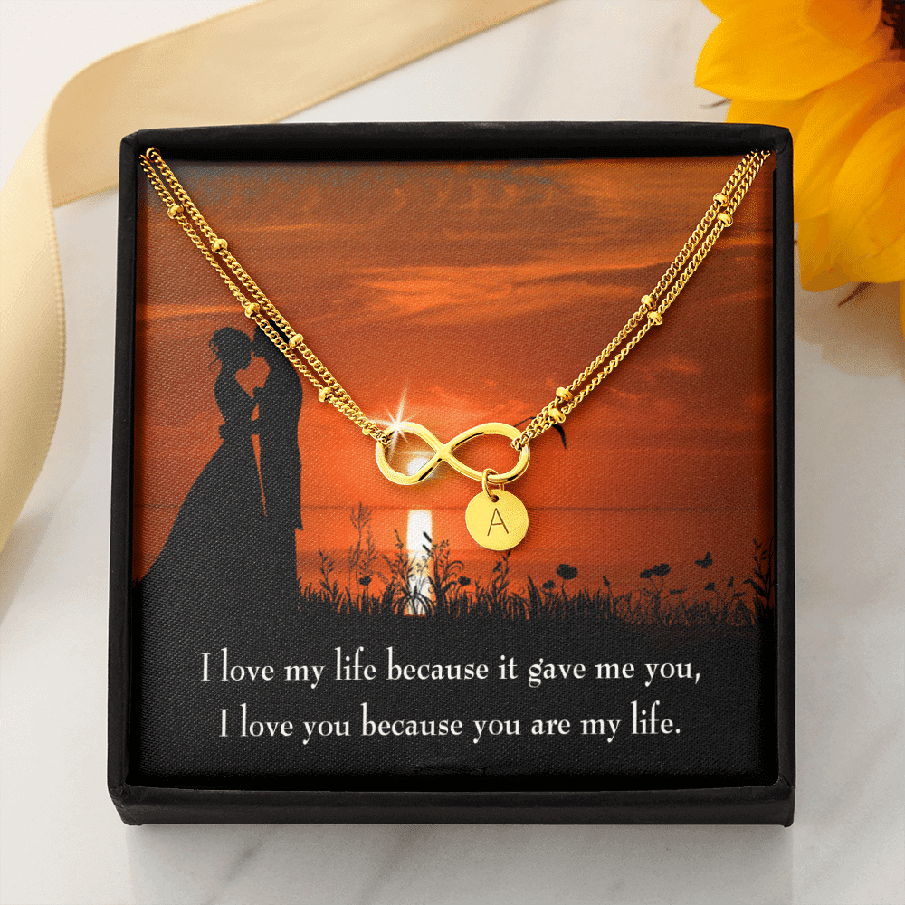 To My Girlfriend You Are My Life Infinity Bracelet With Initial Charms - Infinity Bracelet