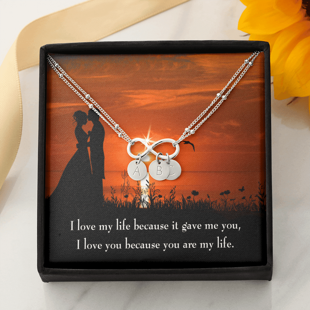 To My Girlfriend You Are My Life Infinity Bracelet With Initial Charms - Infinity Bracelet