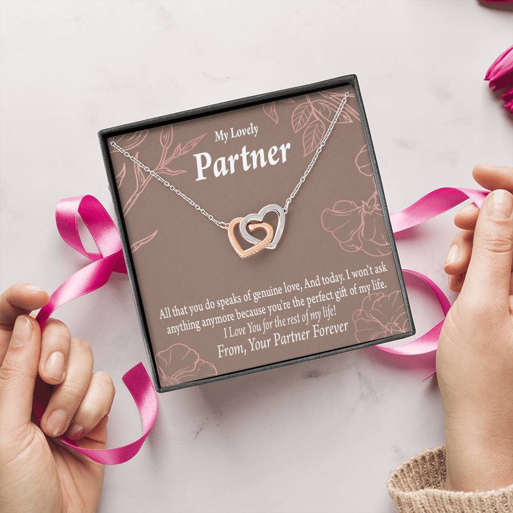 To My Partner Perfect Keepsake Card Of My Life Inseparable Pendant 18k Rose Gold Finish 16� Life Partner Keepsake Card - Interlocking Hearts Necklace