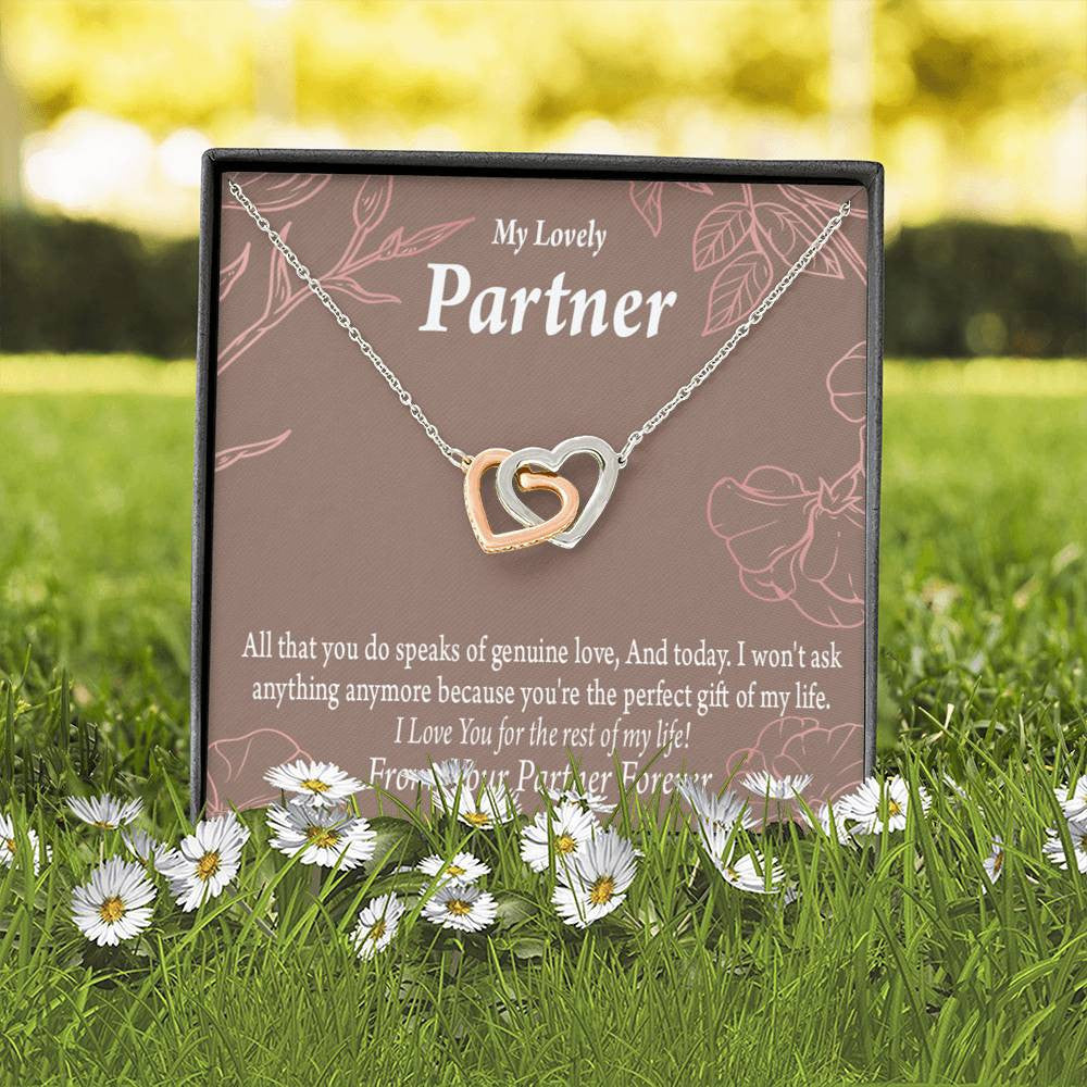To My Partner Perfect Keepsake Card Of My Life Inseparable Pendant 18k Rose Gold Finish 16� Life Partner Keepsake Card - Interlocking Hearts Necklace