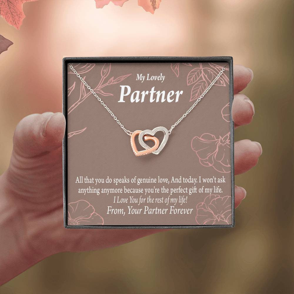 To My Partner Perfect Keepsake Card Of My Life Inseparable Pendant 18k Rose Gold Finish 16� Life Partner Keepsake Card - Interlocking Hearts Necklace