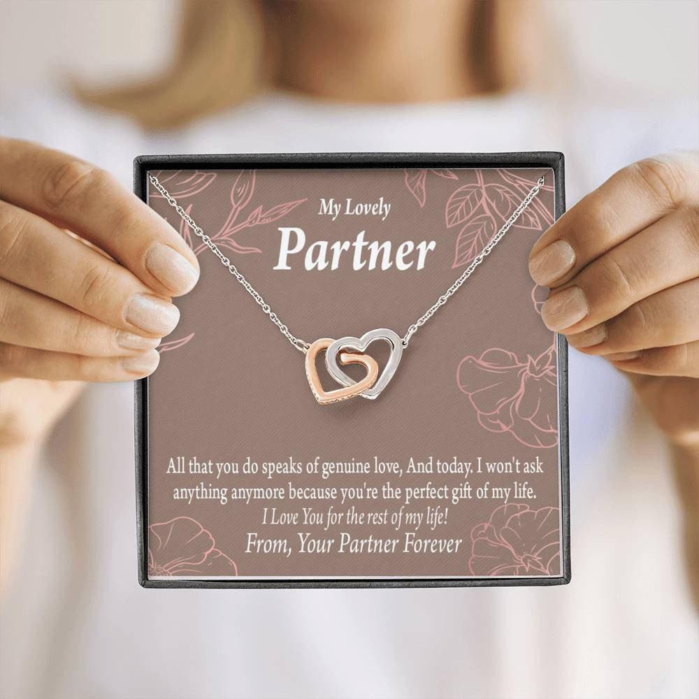 To My Partner Perfect Keepsake Card Of My Life Inseparable Pendant 18k Rose Gold Finish 16� Life Partner Keepsake Card - Interlocking Hearts Necklace