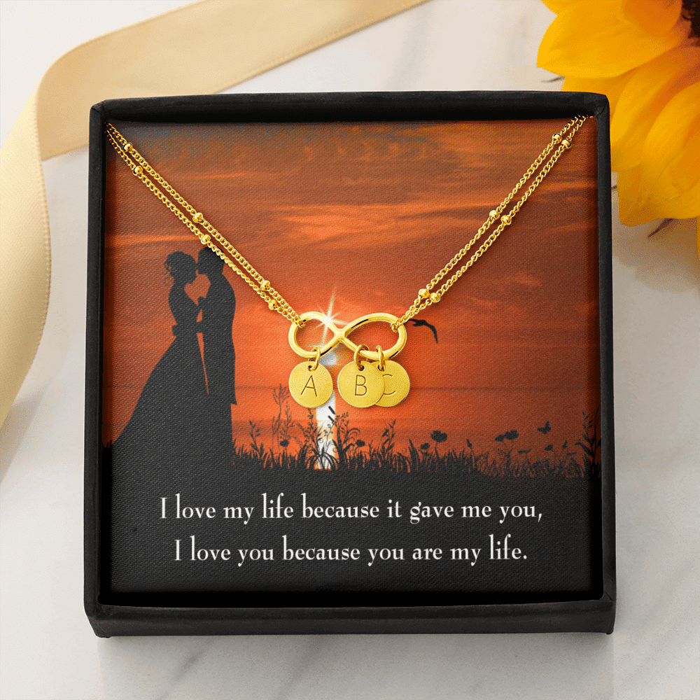 To My Girlfriend You Are My Life Infinity Bracelet With Initial Charms - Infinity Bracelet