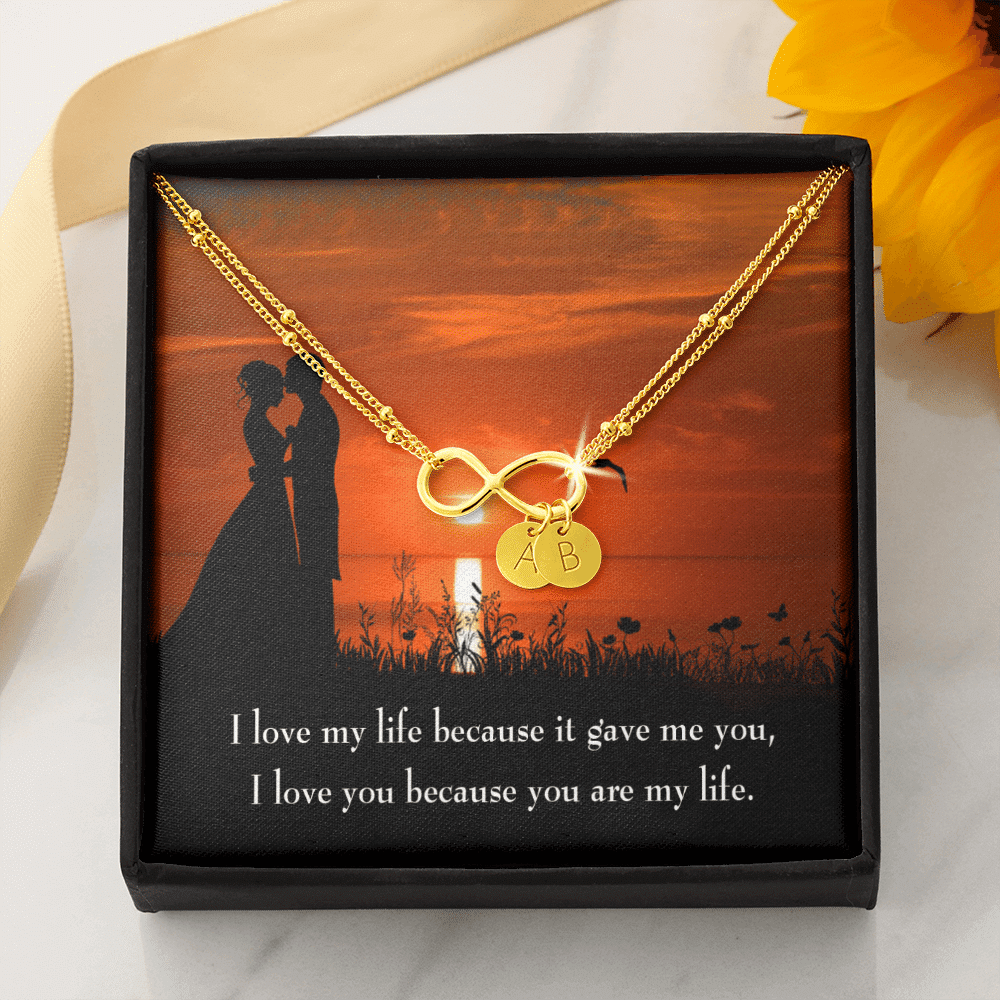 To My Girlfriend You Are My Life Infinity Bracelet With Initial Charms - Infinity Bracelet