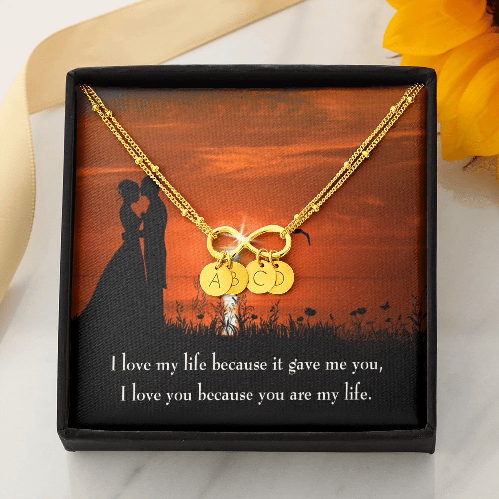 To My Girlfriend You Are My Life Infinity Bracelet With Initial Charms - Infinity Bracelet
