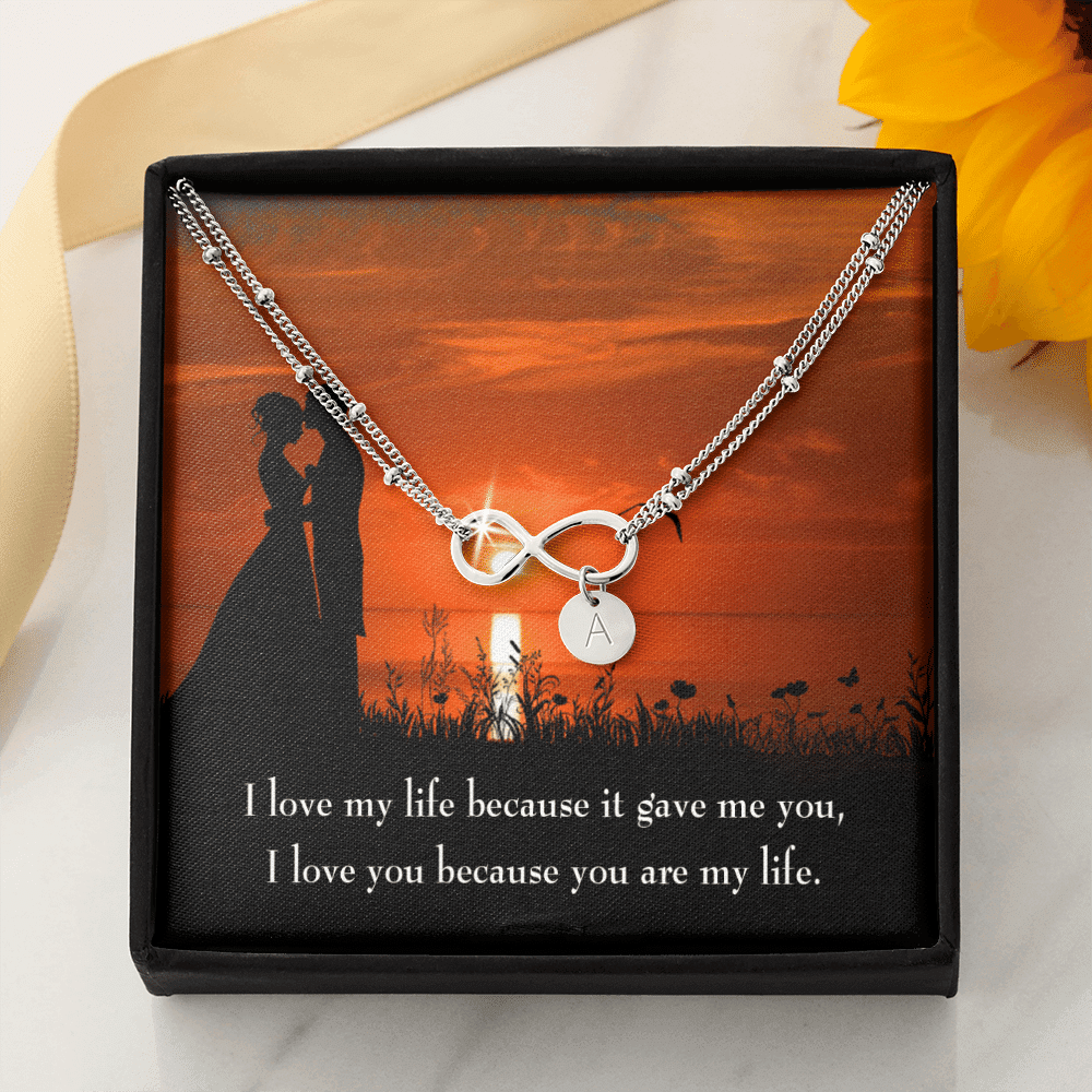 To My Girlfriend You Are My Life Infinity Bracelet With Initial Charms - Infinity Bracelet