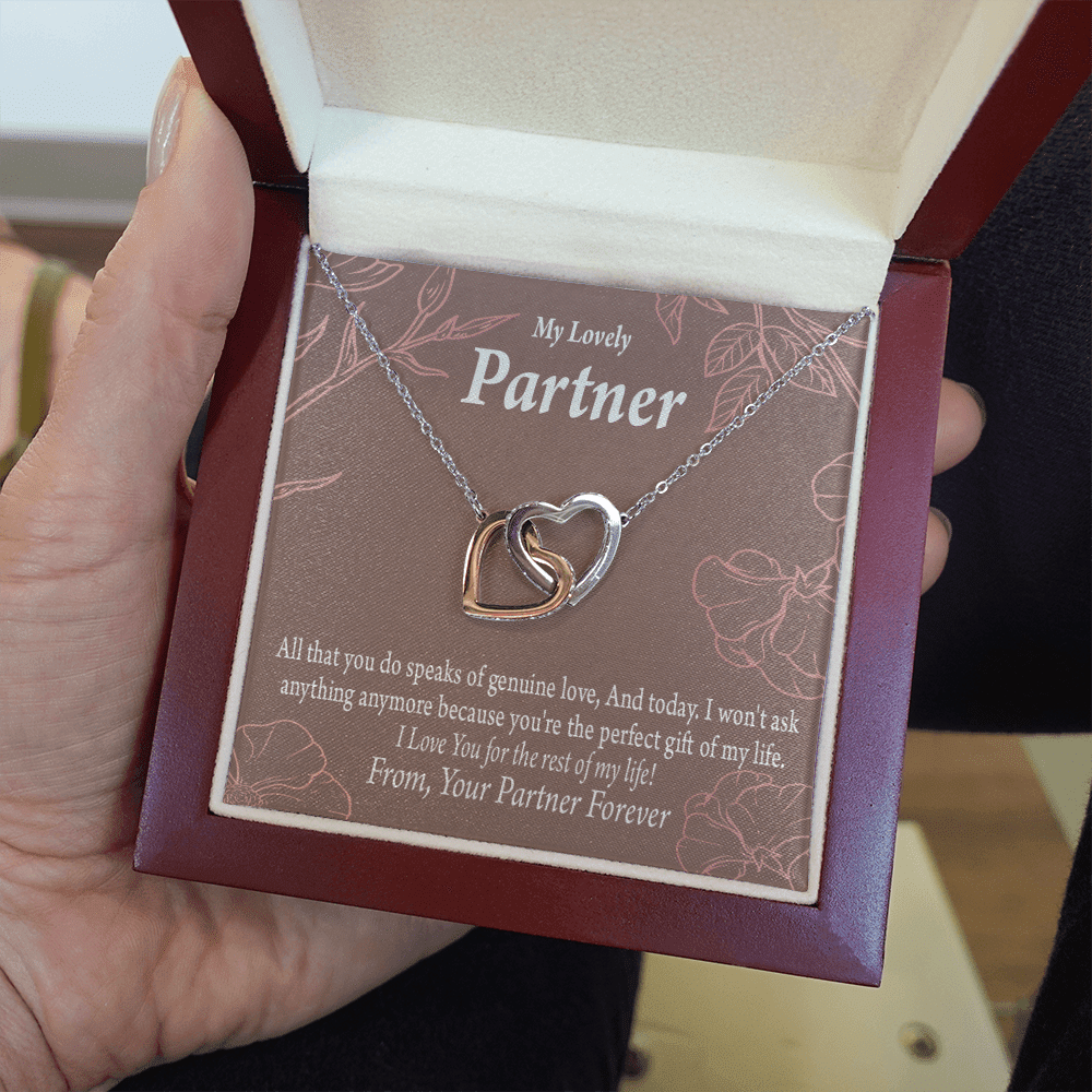 To My Partner Perfect Keepsake Card Of My Life Inseparable Pendant 18k Rose Gold Finish 16� Life Partner Keepsake Card - Interlocking Hearts Necklace