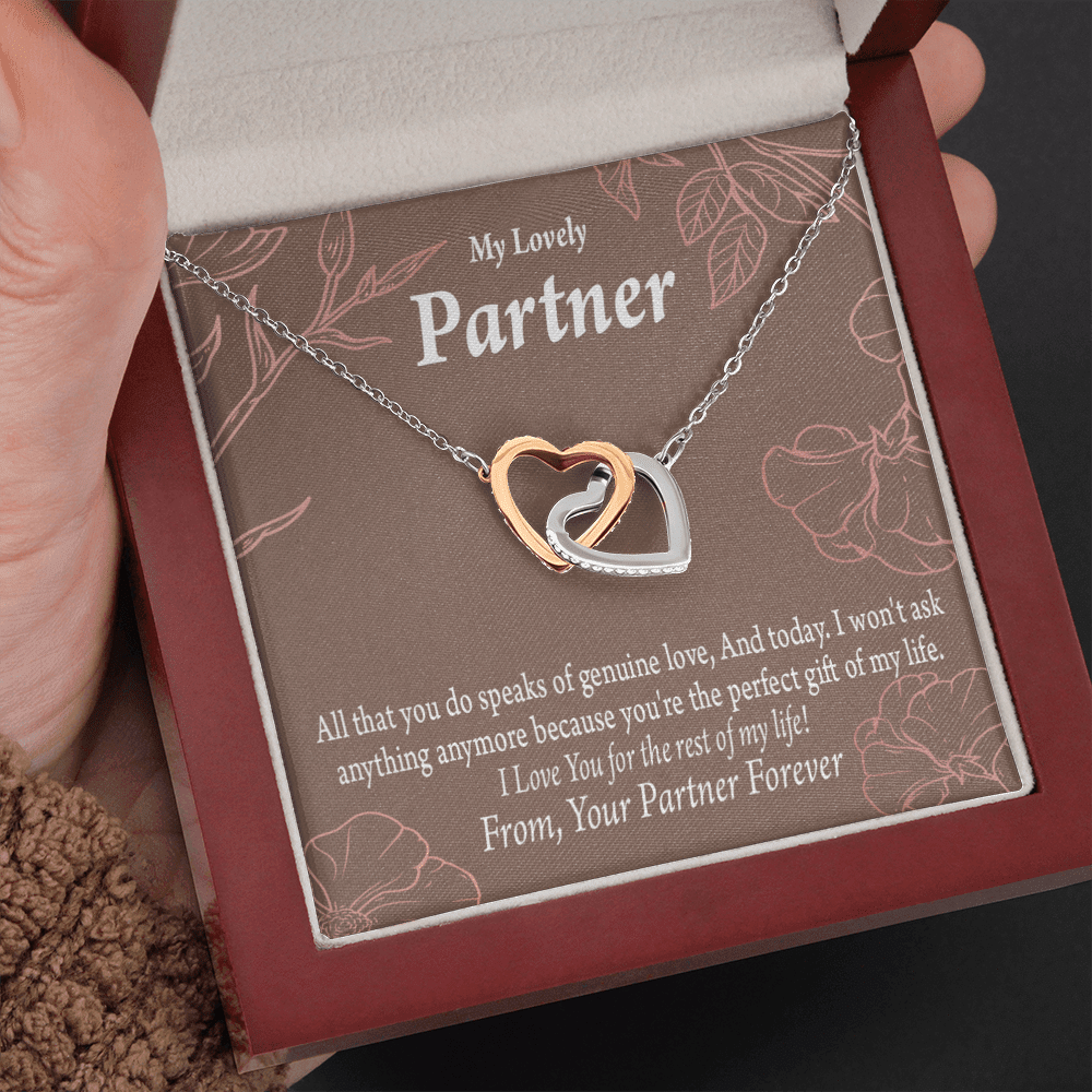 To My Partner Perfect Keepsake Card Of My Life Inseparable Pendant 18k Rose Gold Finish 16� Life Partner Keepsake Card - Interlocking Hearts Necklace