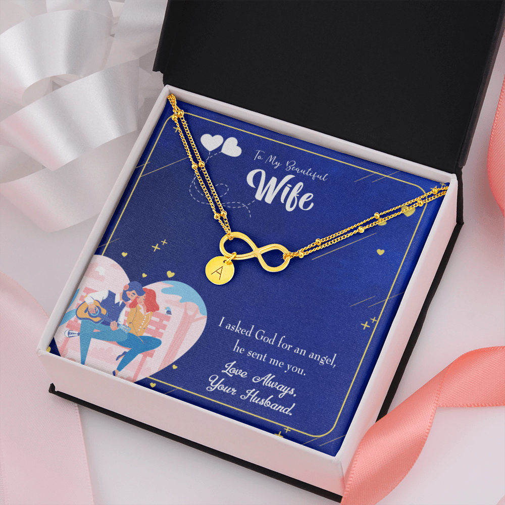 To My Wife I Asked God Infinity Bracelet With Initial Charms - Infinity Bracelet