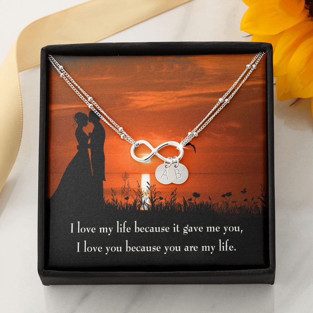 To My Girlfriend You Are My Life Infinity Bracelet With Initial Charms - Infinity Bracelet