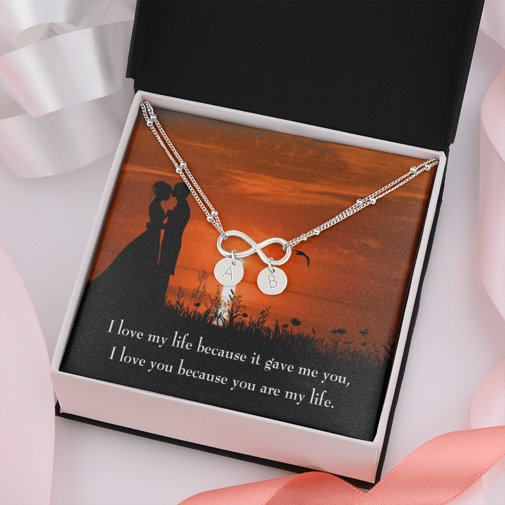 To My Girlfriend You Are My Life Infinity Bracelet With Initial Charms - Infinity Bracelet