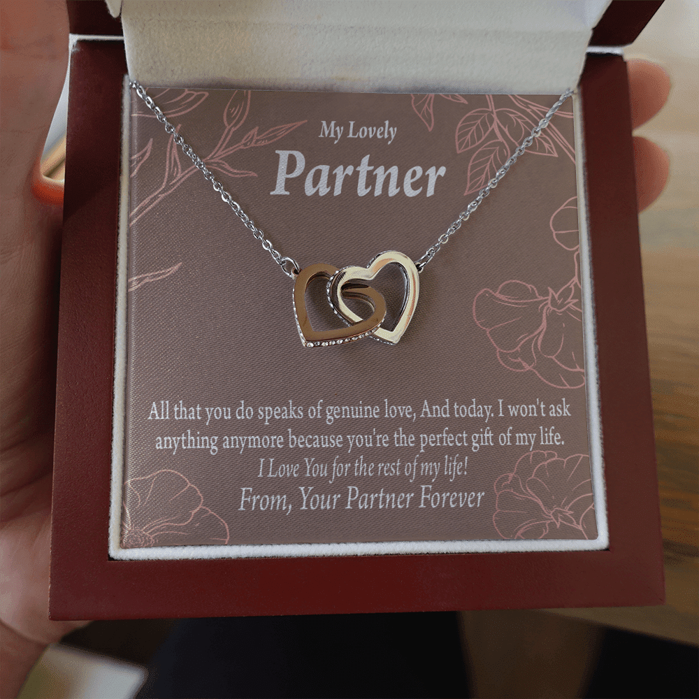 To My Partner Perfect Keepsake Card Of My Life Inseparable Pendant 18k Rose Gold Finish 16� Life Partner Keepsake Card - Interlocking Hearts Necklace