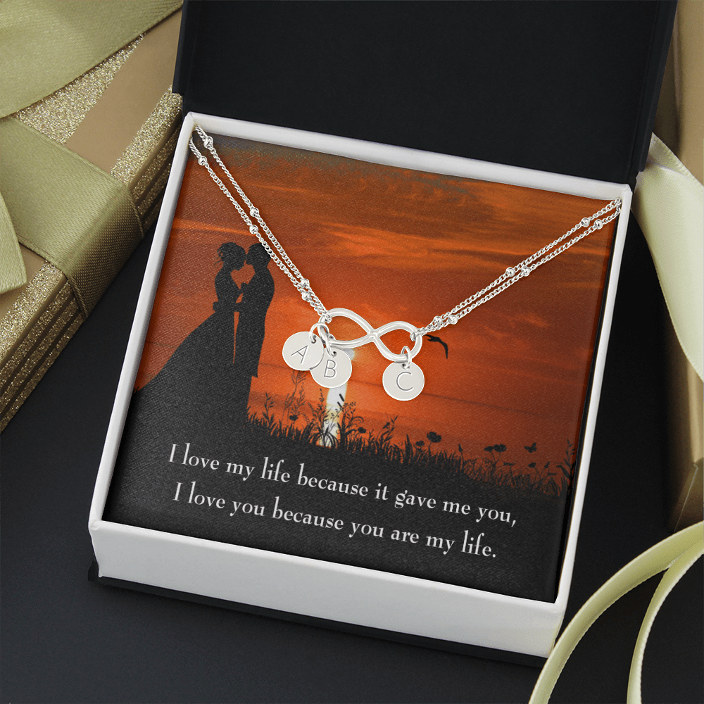 To My Girlfriend You Are My Life Infinity Bracelet With Initial Charms - Infinity Bracelet