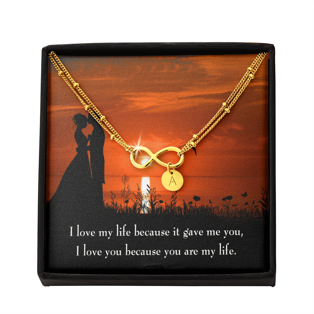 To My Girlfriend You Are My Life Infinity Bracelet With Initial Charms - Infinity Bracelet